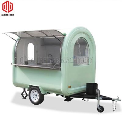 Food Catering Trailer Burger Vans Hotdog Taco Truck Stainless Steel Round Food Cart Small Food Trailer